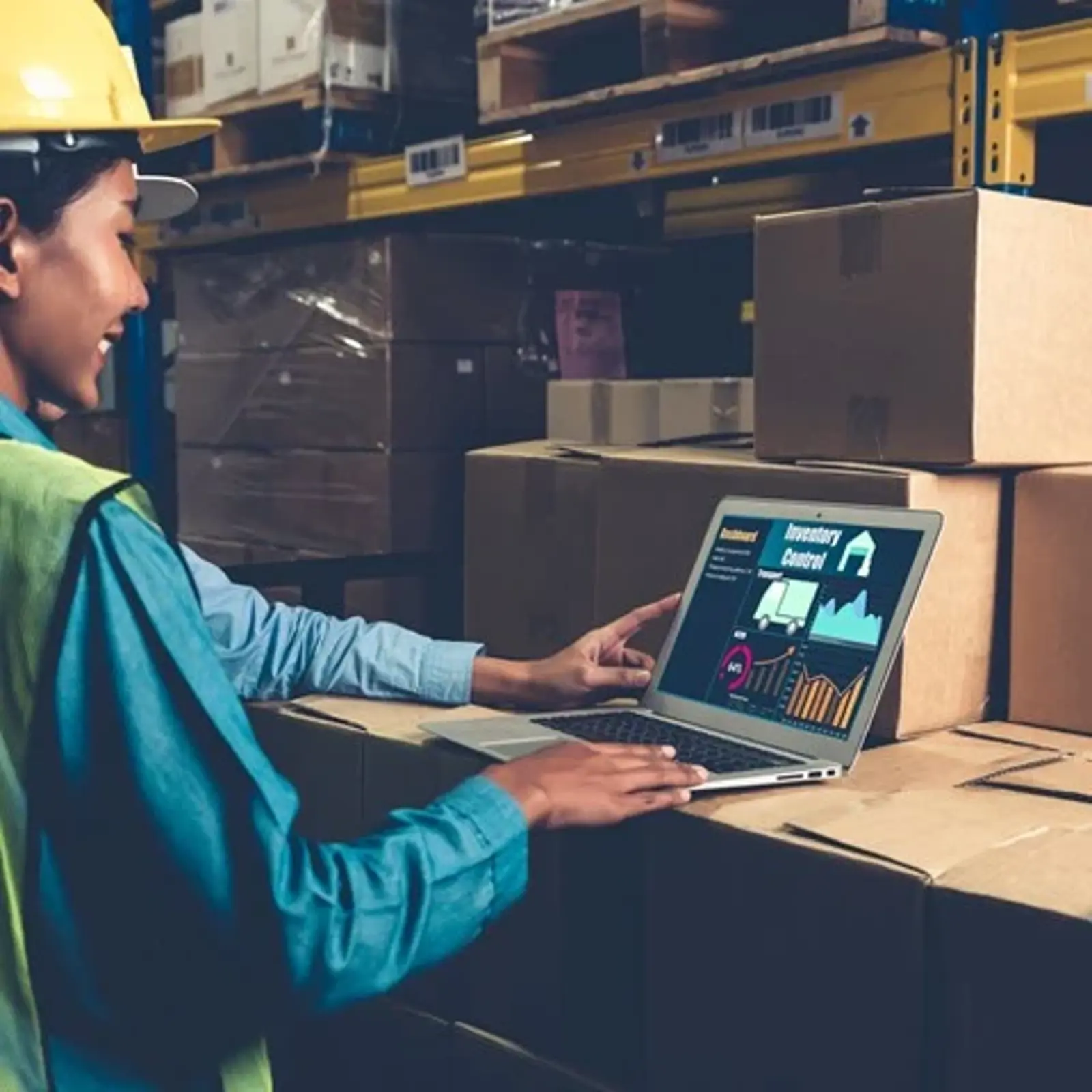 Employee using laptop