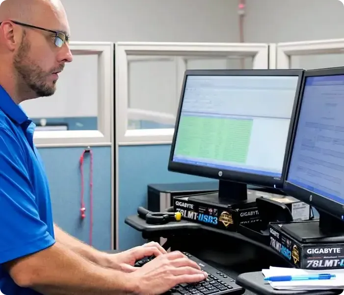 man working at computer