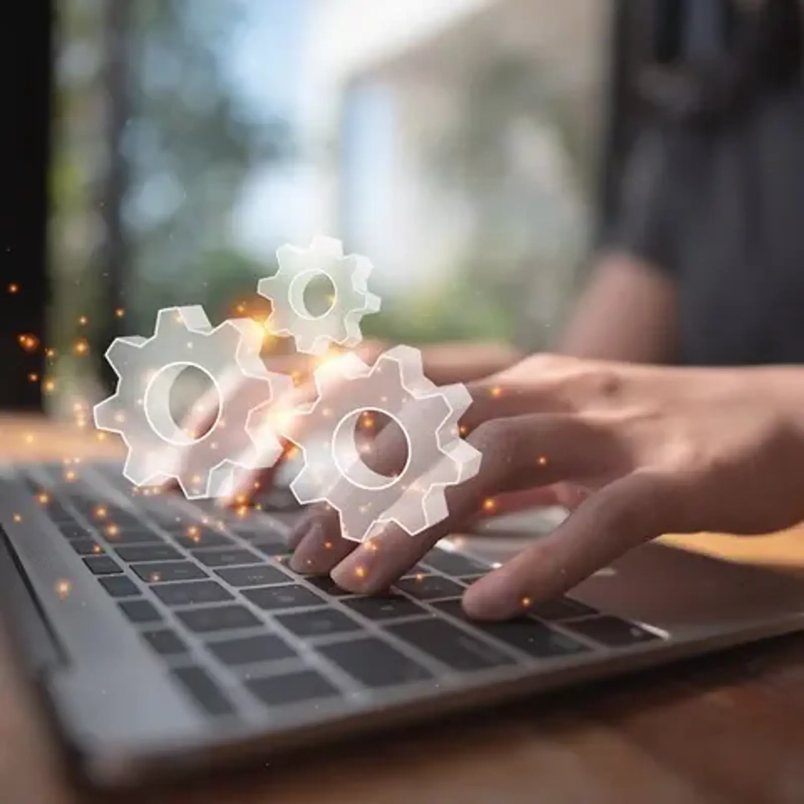 laptop with gear